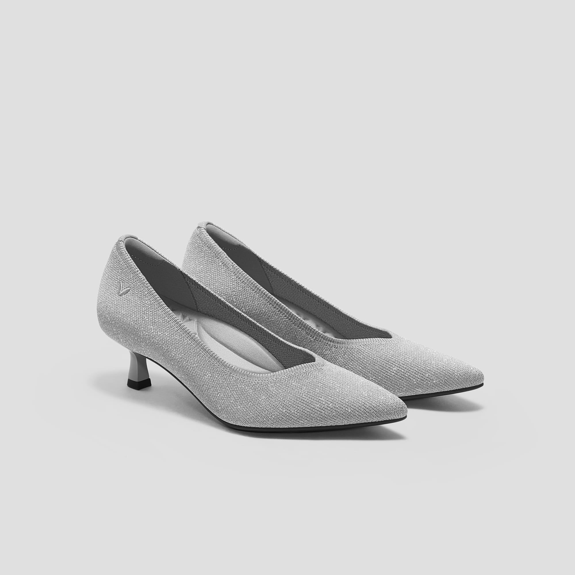 【超美品】ビバイア　VIVIA フラットパンプス　リボン　ラメ　グレー　23.5 超美品】ビバイア VIVIA フラットパンプス リボン ラメ グレー 23.5 超